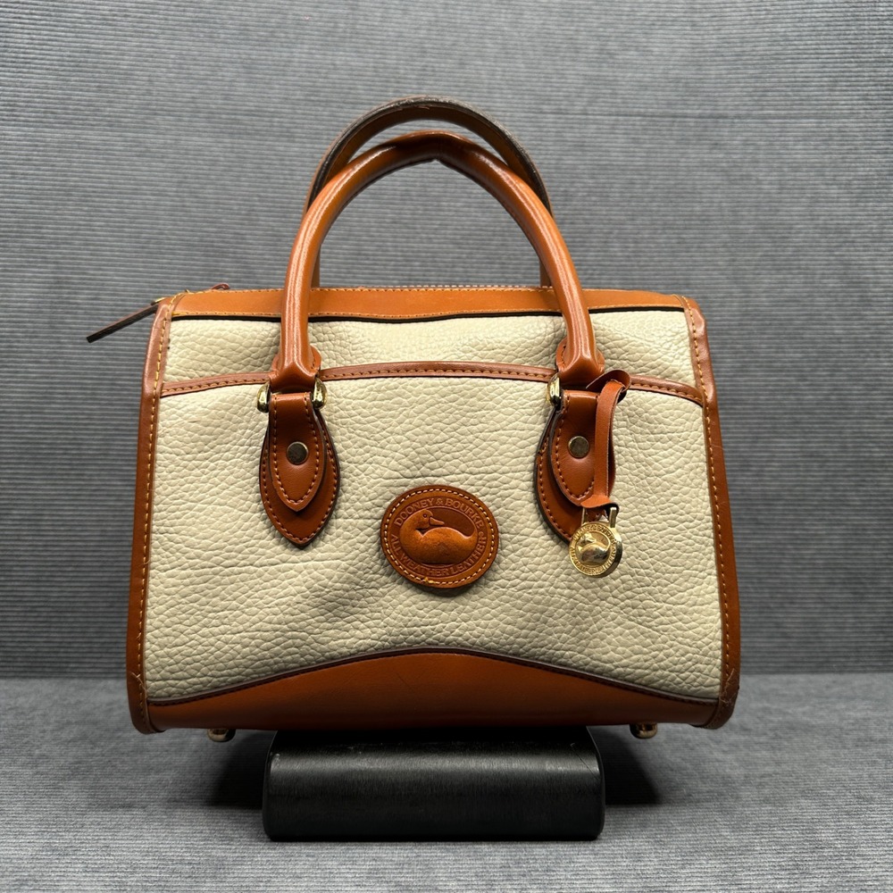Dooney & Bourke Vintage All Weather Leather Satchel Cream Tan Doctor Bag Handbag